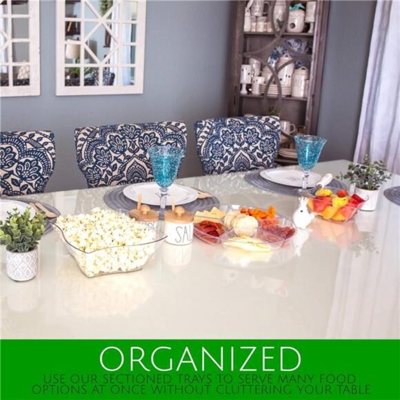 PLASTICPRO 6 Sectional Round Plastic Serving Tray/Platters Clear Pack of 2 - Picture 5 of 8